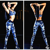 Legging de gym moulant imprimé bleu foncé – Le style audacieux rencontre la performance
